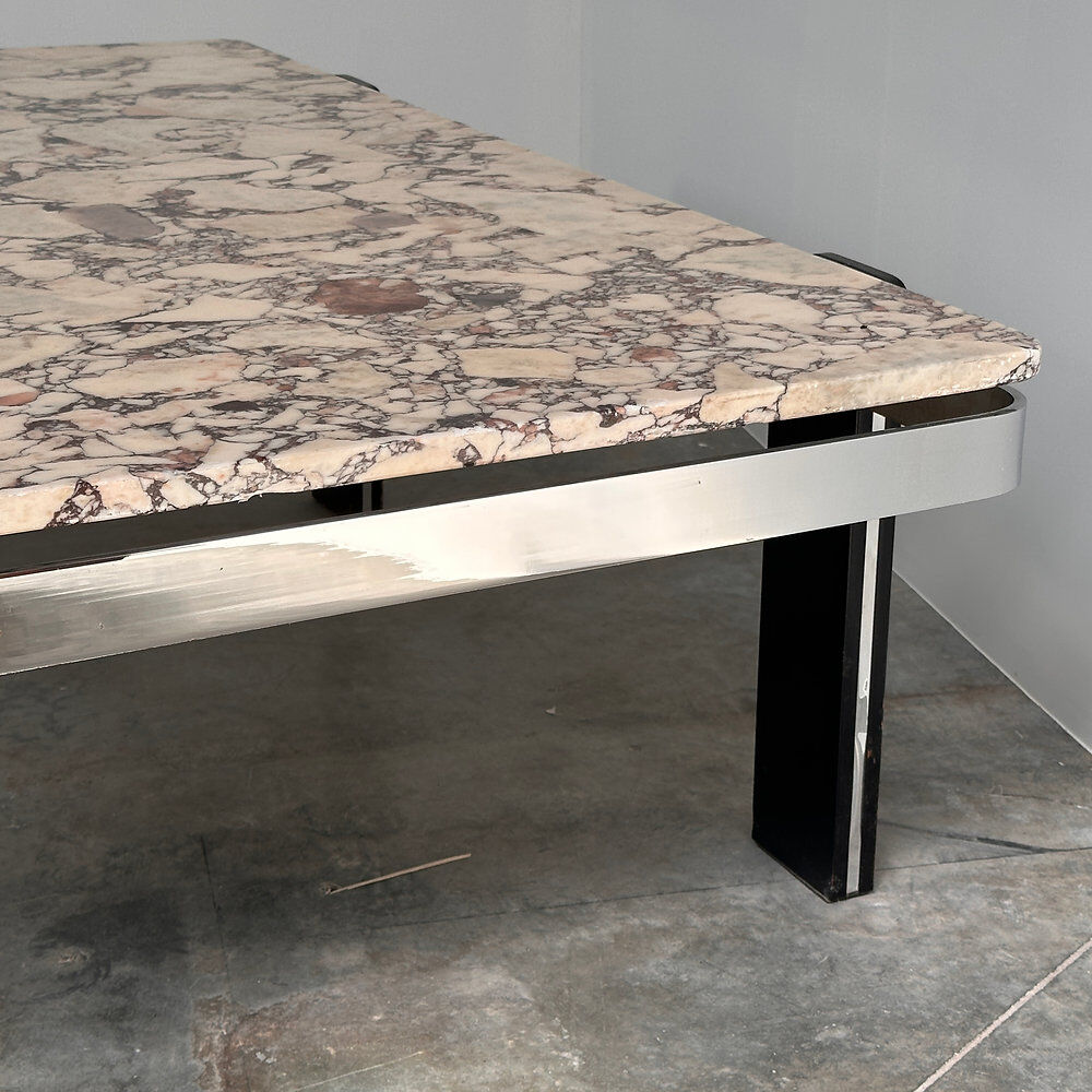 Violetta Calacatta marble coffee table on chrome base, 1970s