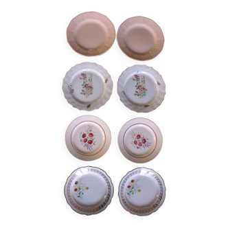8 small paired plates Badonviller Saint Amand Rose Luzin Digoin Sarreg