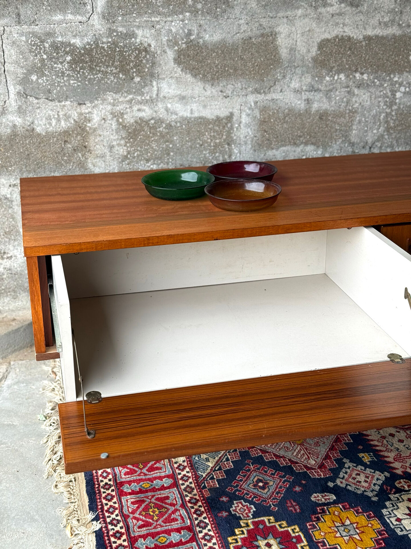 Vintage low Scandinavian sideboard in teak, 1970.