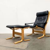 Siesta lounge chair set in Norwegian leather with ottoman by Ingmar Relling for Ekornes