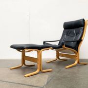 Siesta lounge chair set in Norwegian leather with ottoman by Ingmar Relling for Ekornes