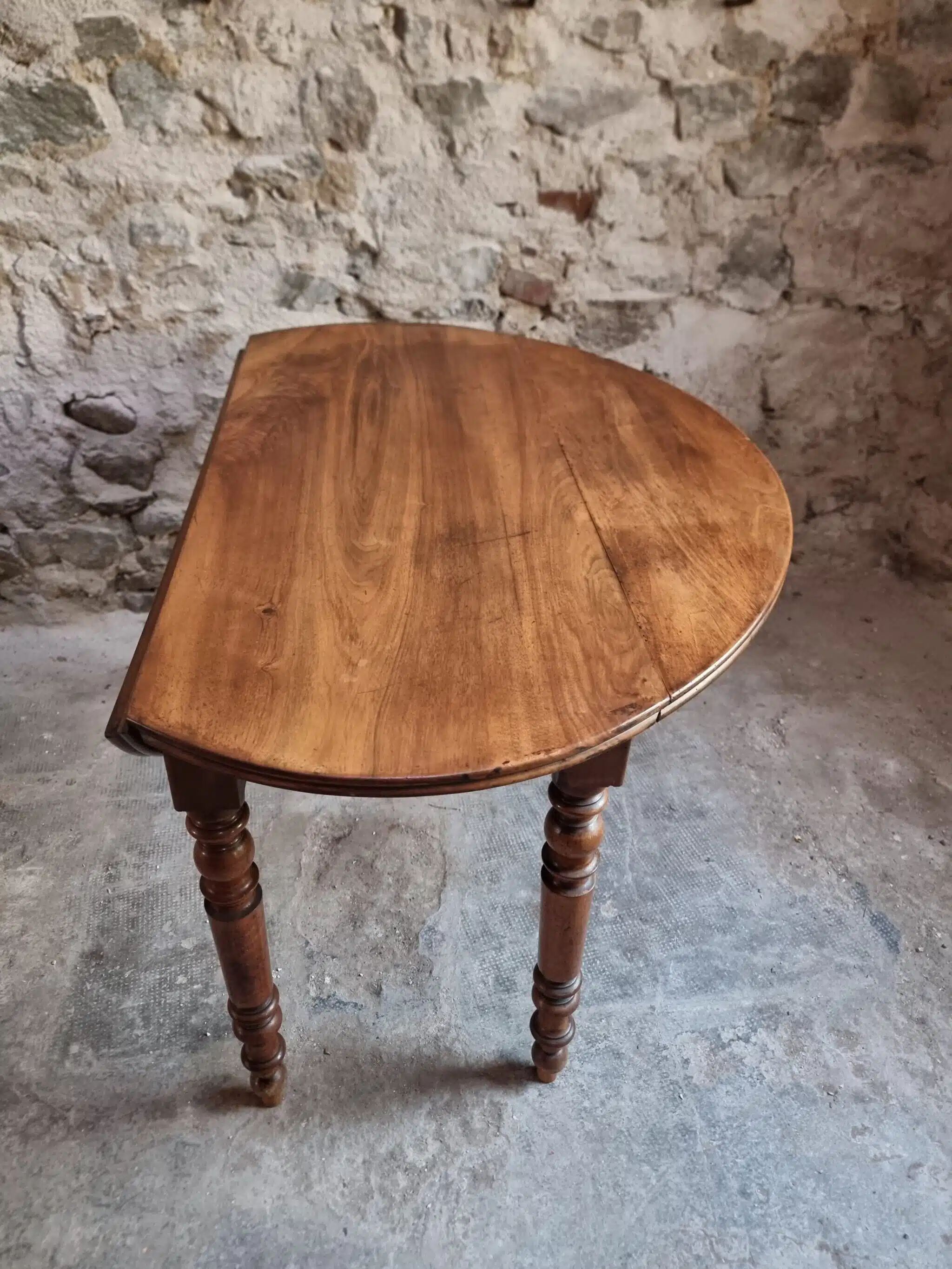 Antique French walnut folding dining table