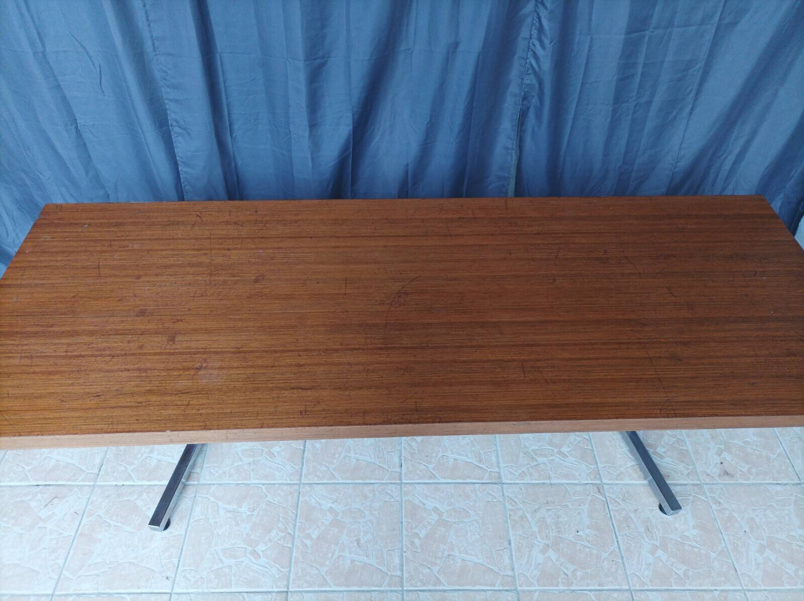 Vintage mahogany desk with chrome metal.