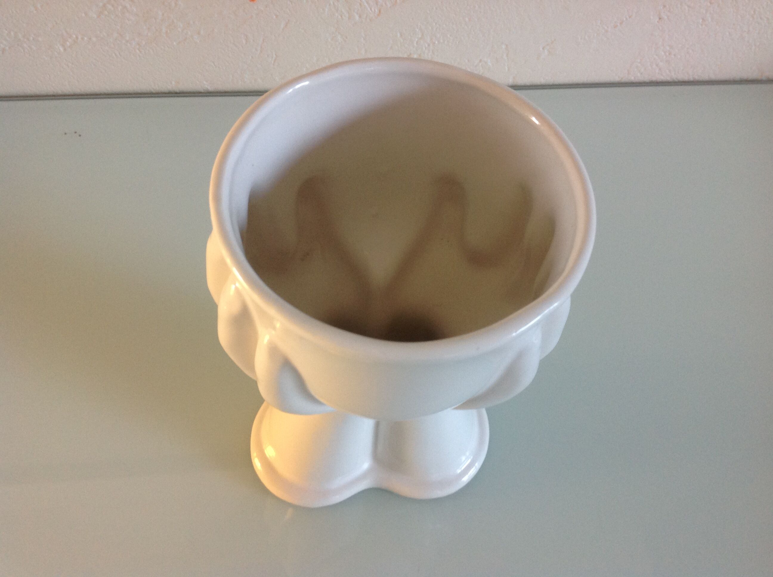 Vase Bowl shape of hands white ceramic vintage