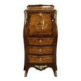Secretary of Lady curved Louis XV style in precious wood marquetry circa 1850