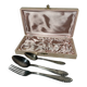 Set of antique silver-plated cutlery for children.