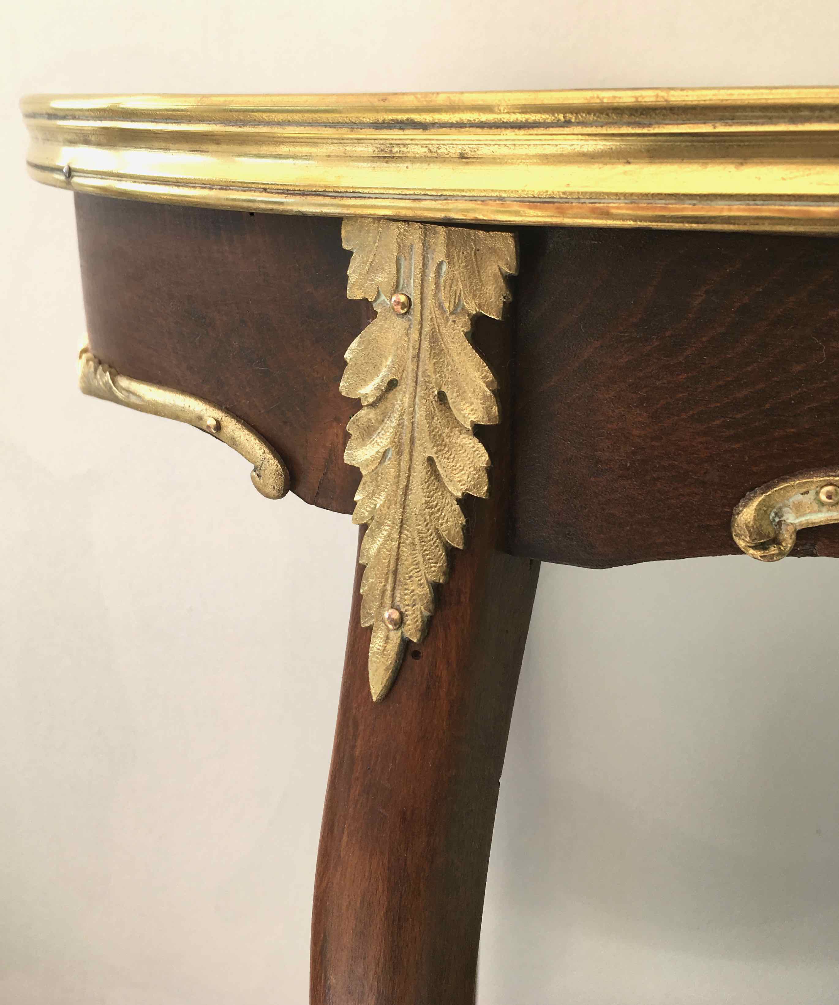 Pedestal table Louis XVI style wood marble brass