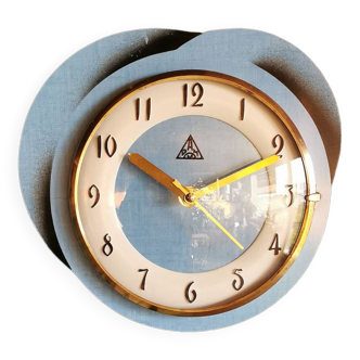 Silent vintage formica wall pendulum clock "Dam blue black"