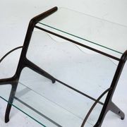 Ico Parisi Magazine Rack in Wood, Brass and Glass. Italy, 1950s