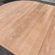 Table à manger ronde extensible décapée en merisier massif brut pied centra