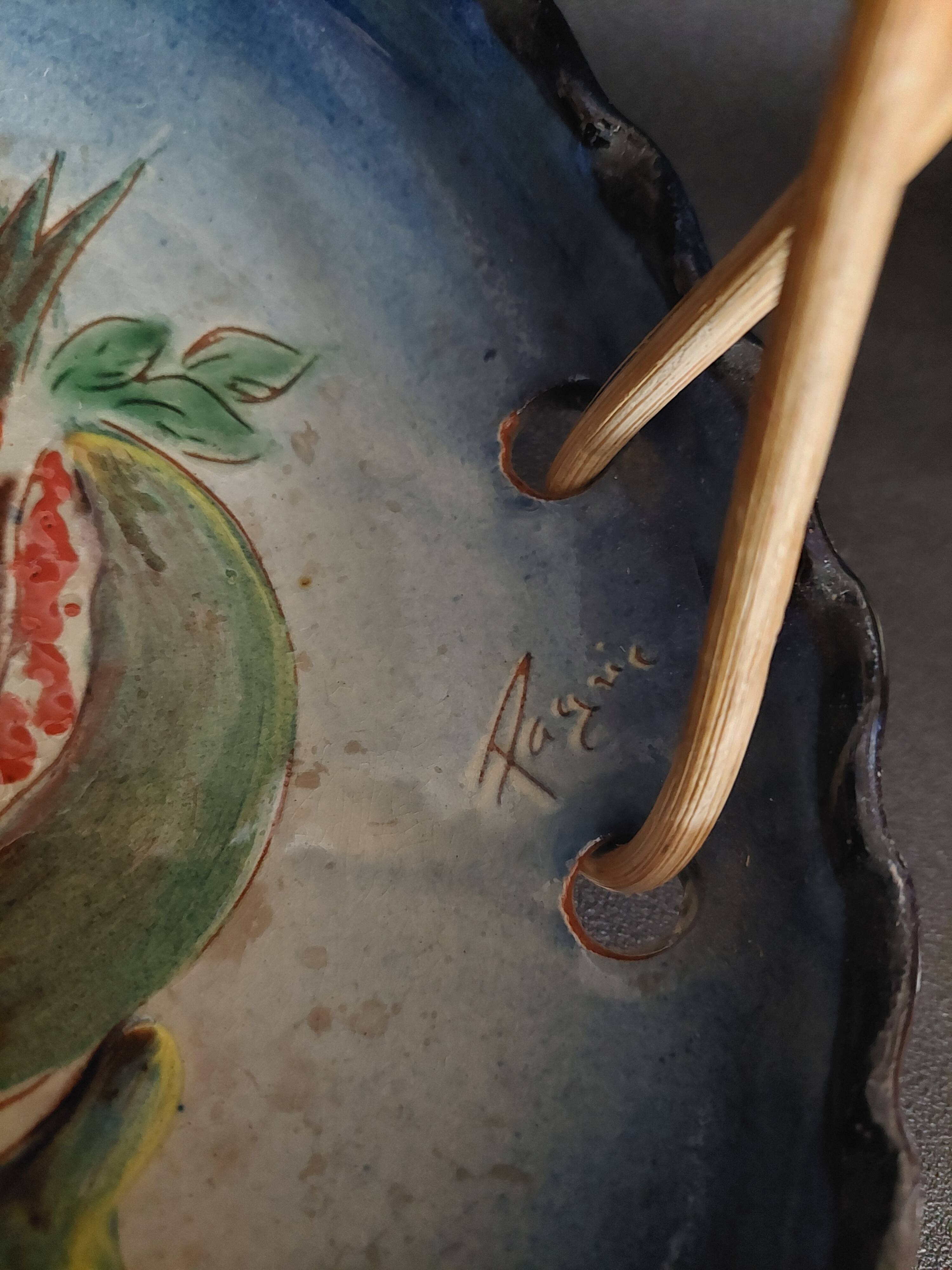 Vintage fruit bowl signed Pagric Spain 1980s