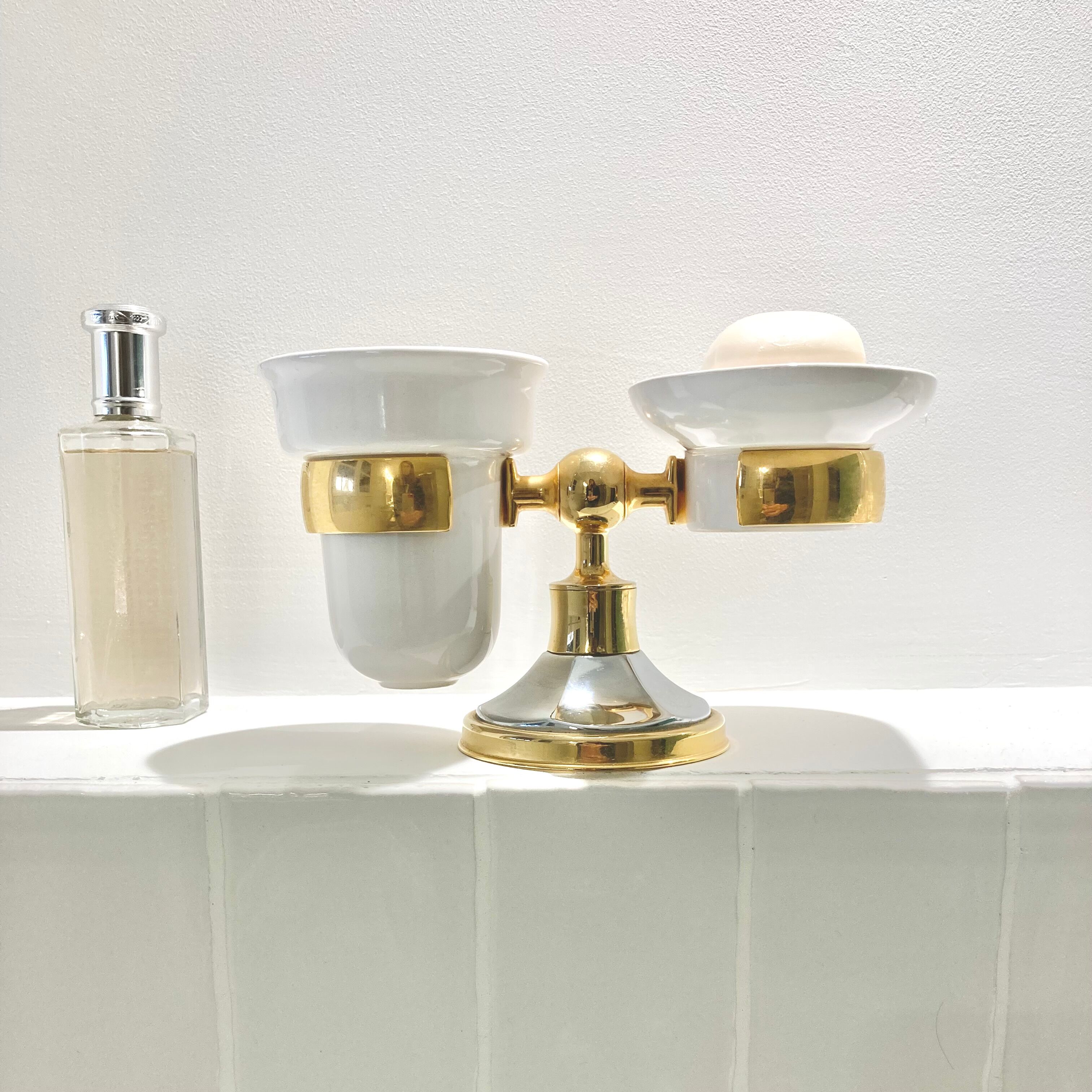 Art Deco soap dish and toothbrush holder