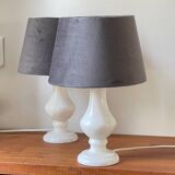 Paire de lampes en albâtre vintage
