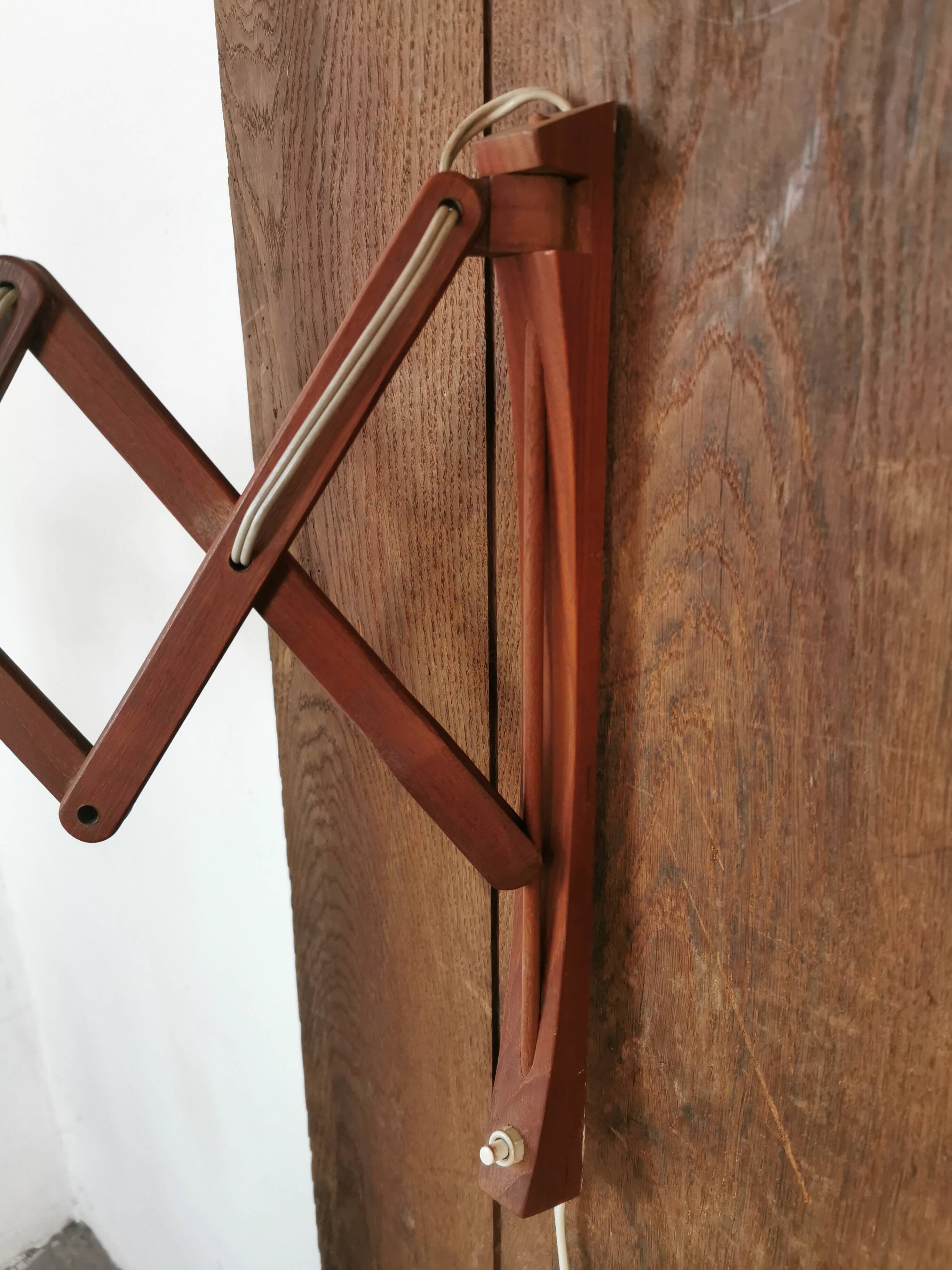 Danish teak scissor wall light circa 1960