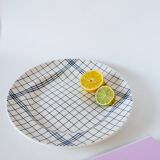 large round dish Gien blue and white striped 1960