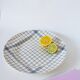 large round dish Gien blue and white striped 1960
