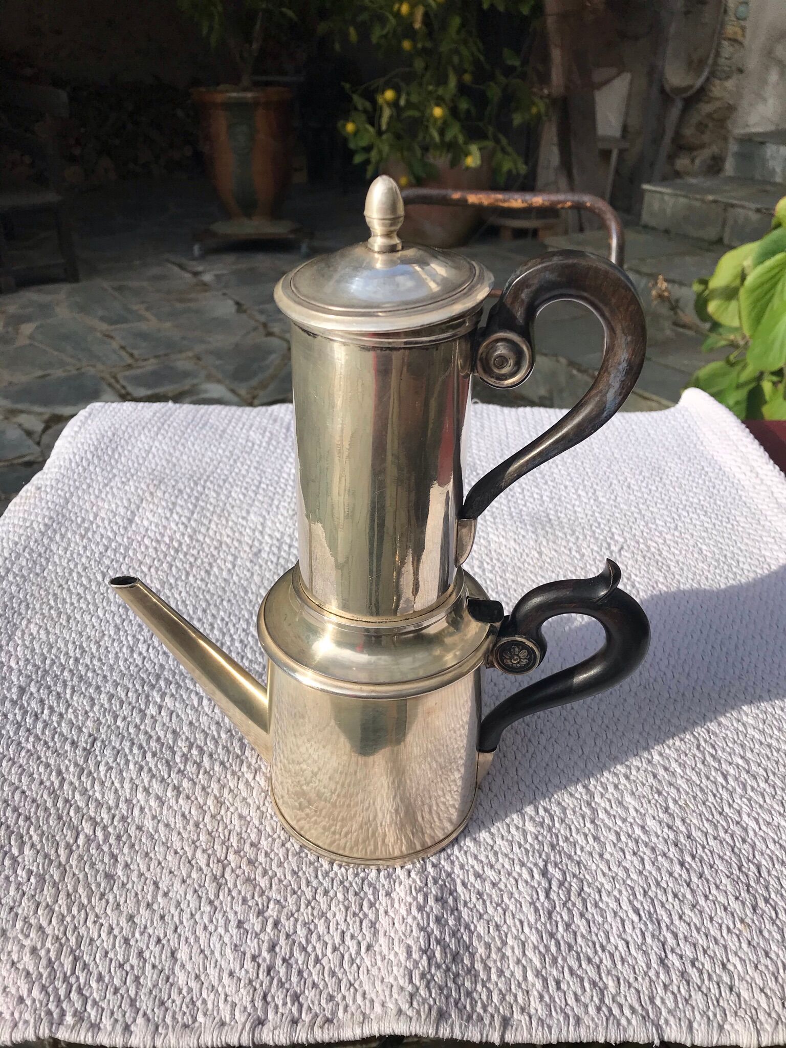Signed 1900-silver-plated coffee maker