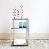 Side table Vintage Chrome & glass top by Max Sauze, Isocèle edition