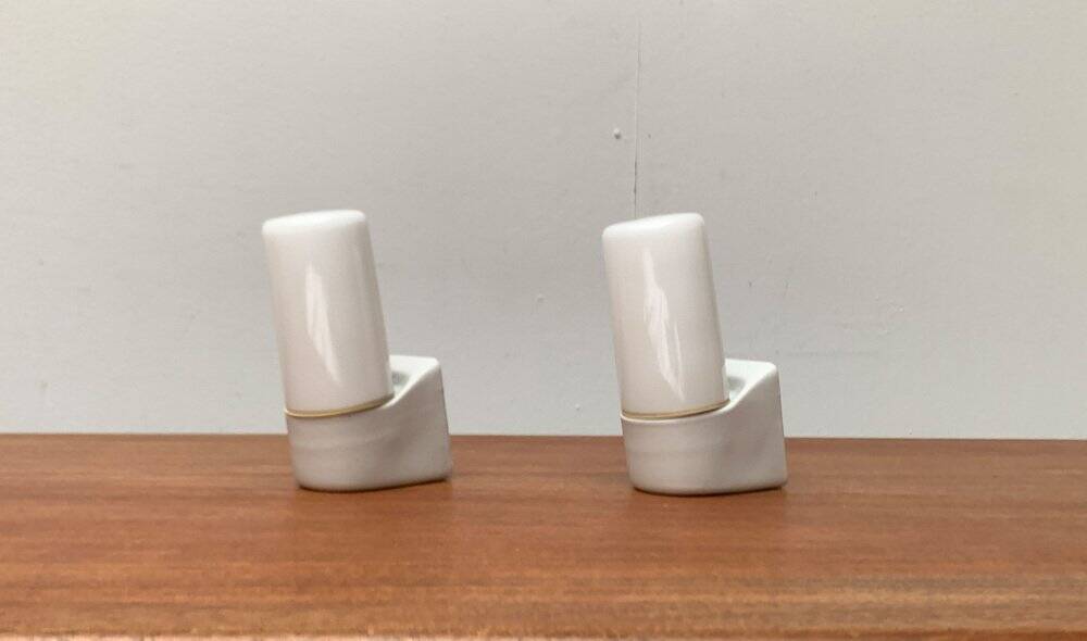 German ceramic wall lights mid-century 6063 by Wilhelm Wagenfeld for Lindner, 1960s, set of 2.