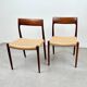 Ensemble de 2 chaises modèle 77 en palissandre et corde à papier par Niels O. Møller