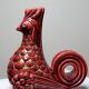 Pair of ceramic glazed candlesticks in the shape of roosters, signed A.G Roger, year 1948.