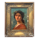 HST painting "Portrait of a young woman with a crown" 19th century, Empire frame