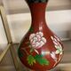 CLOISONNE VASE WITH LOTUS FLOWERS DECOR IN BURGUNDY TONES