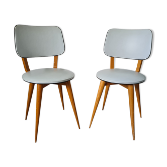 Paire de chaises vintages skai blanc