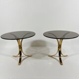 Brass & smoked glass side tables 1960’s