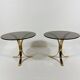 Brass and smoked glass side tables from the 1960s.
