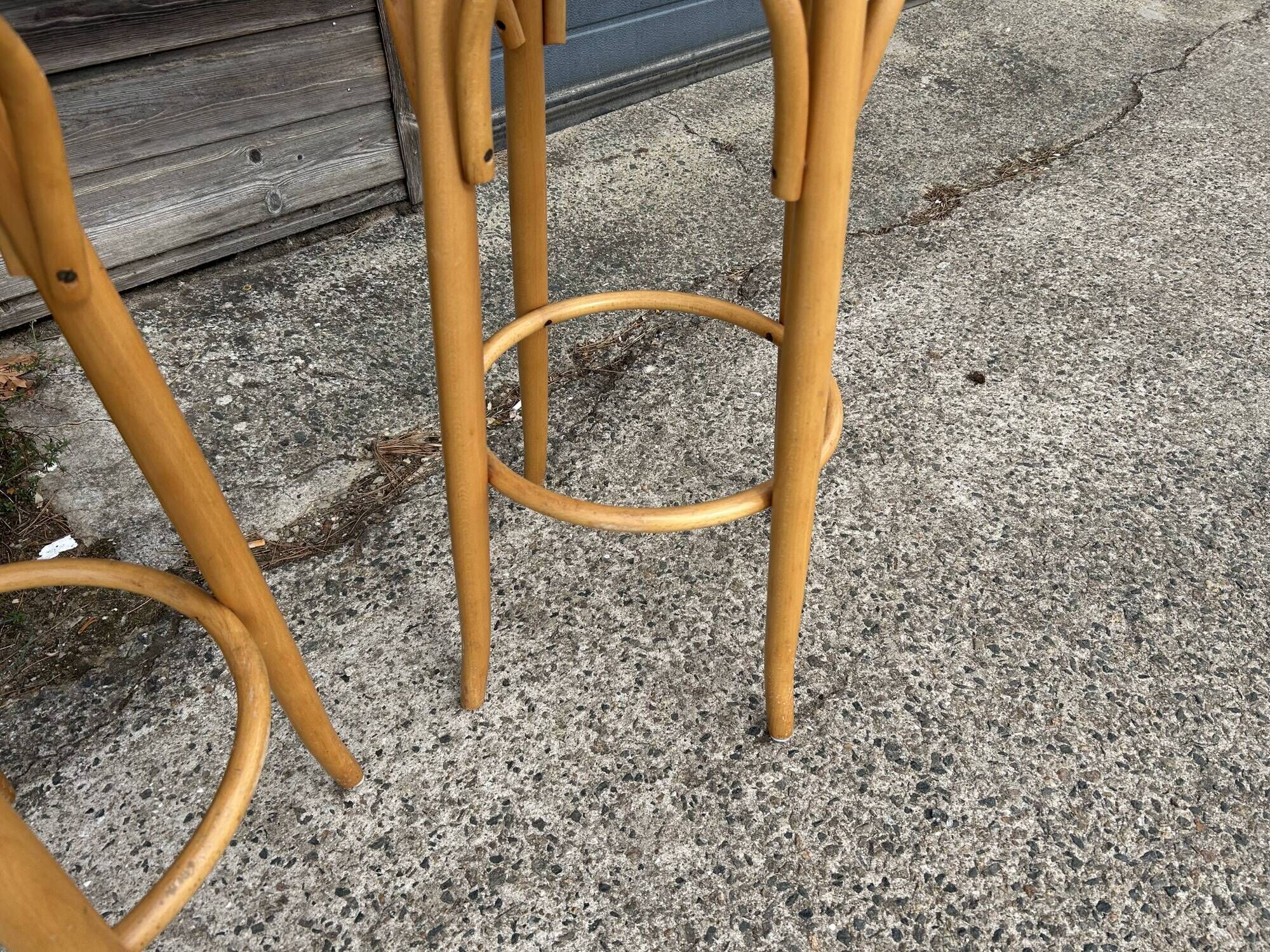 Set of 2 vintage rattan bar stools