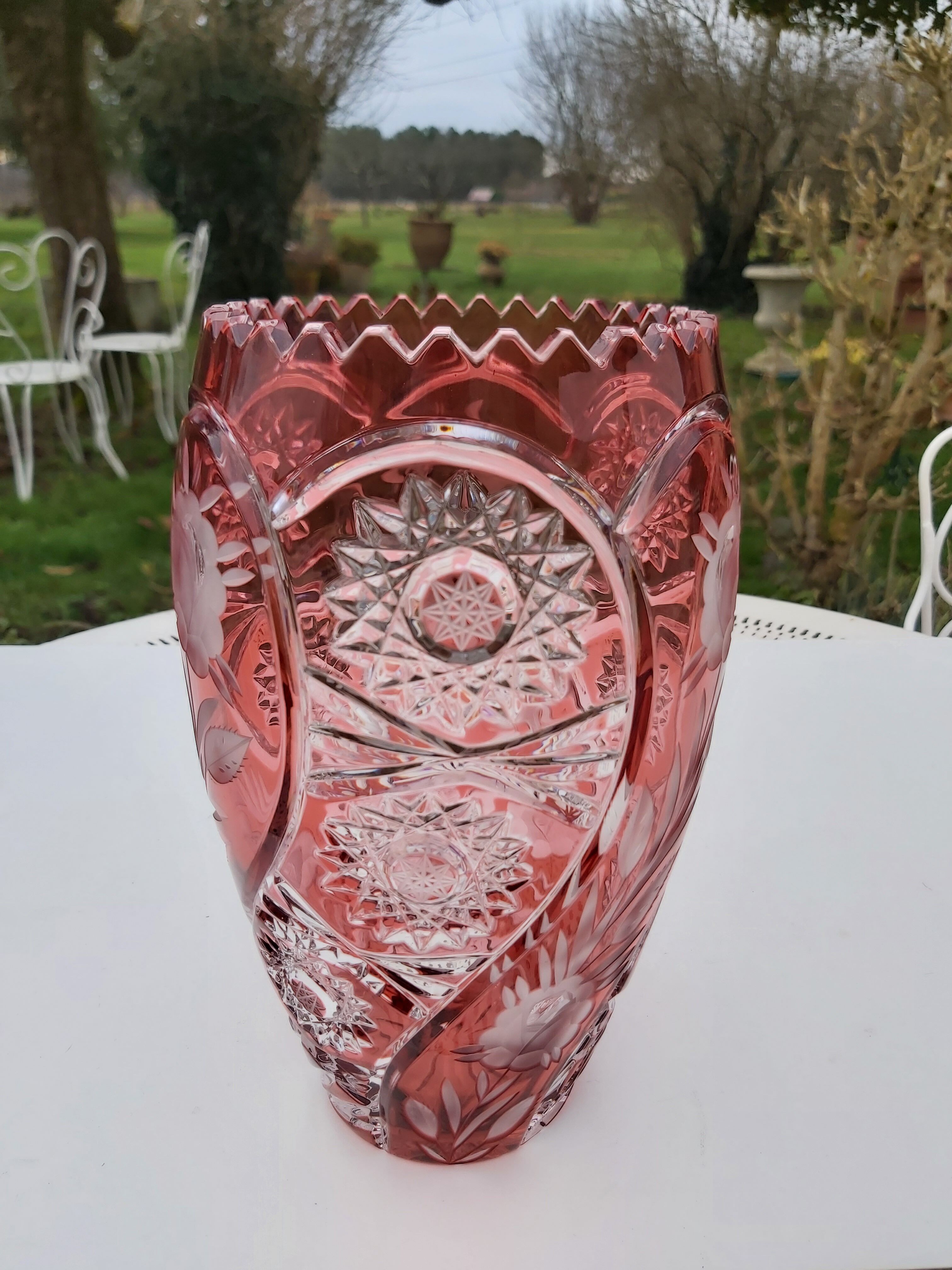 Bohemian crystal vase height 28.5 cm