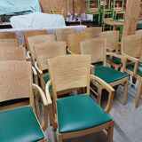 Set of 16 vintage Fameg wooden bistro armchairs