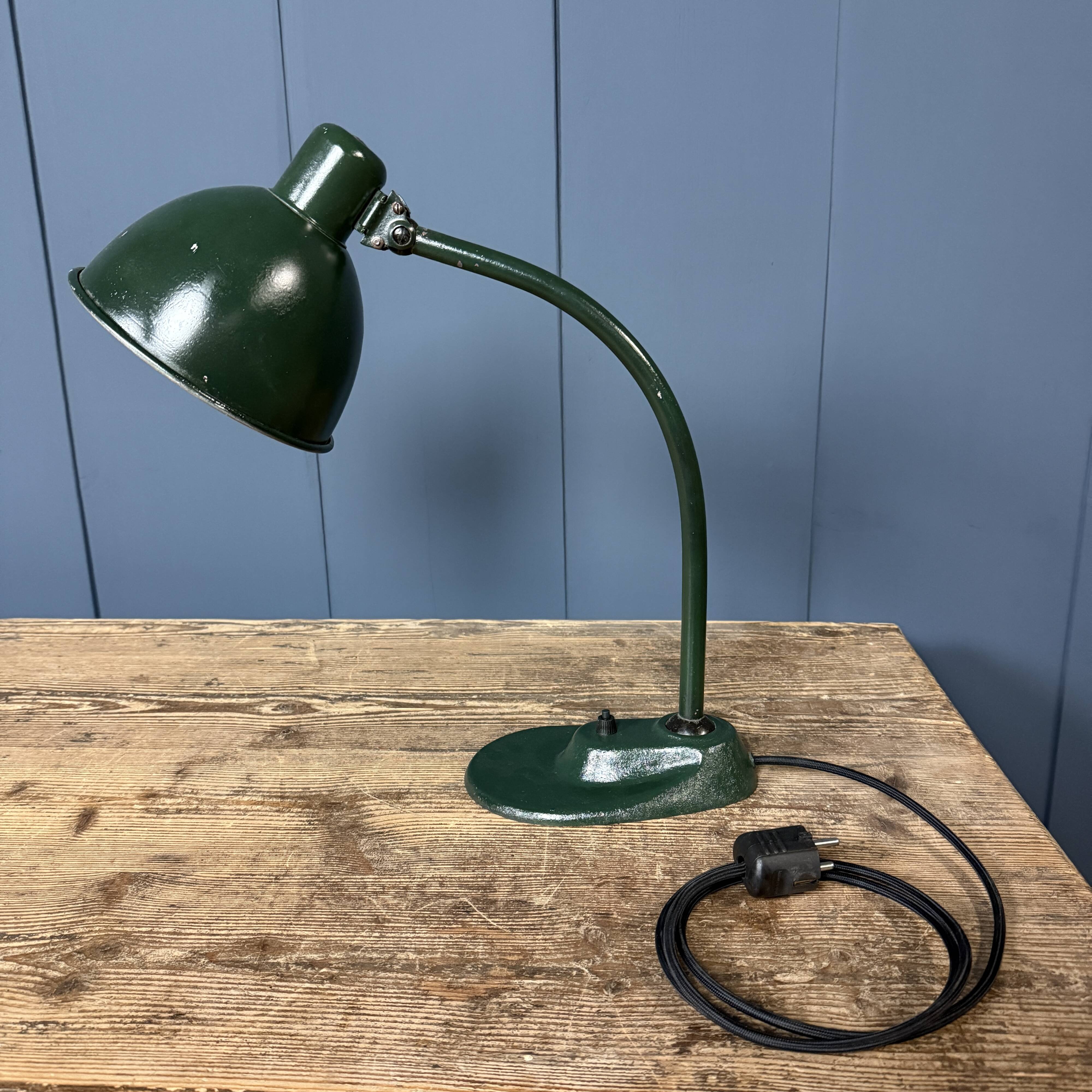 Dark green Bauhaus desk lamp
