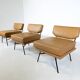 Mid-Century Modern 'Elettra' Set of 3 Armchairs by Stdio BBPR for Arflex, Leather and Iron, 1950s
