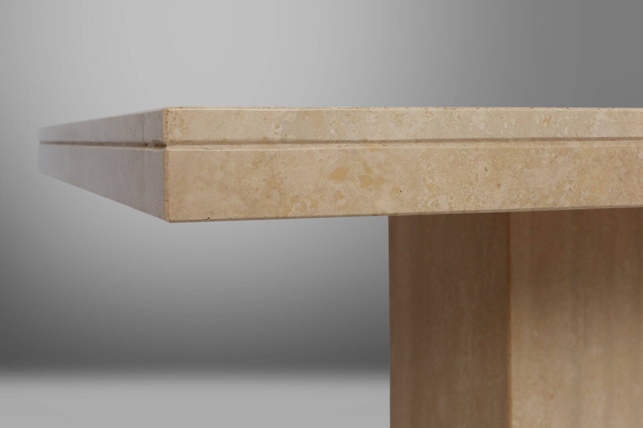 Sculptural Dinner Table in Travertine, France 1960s