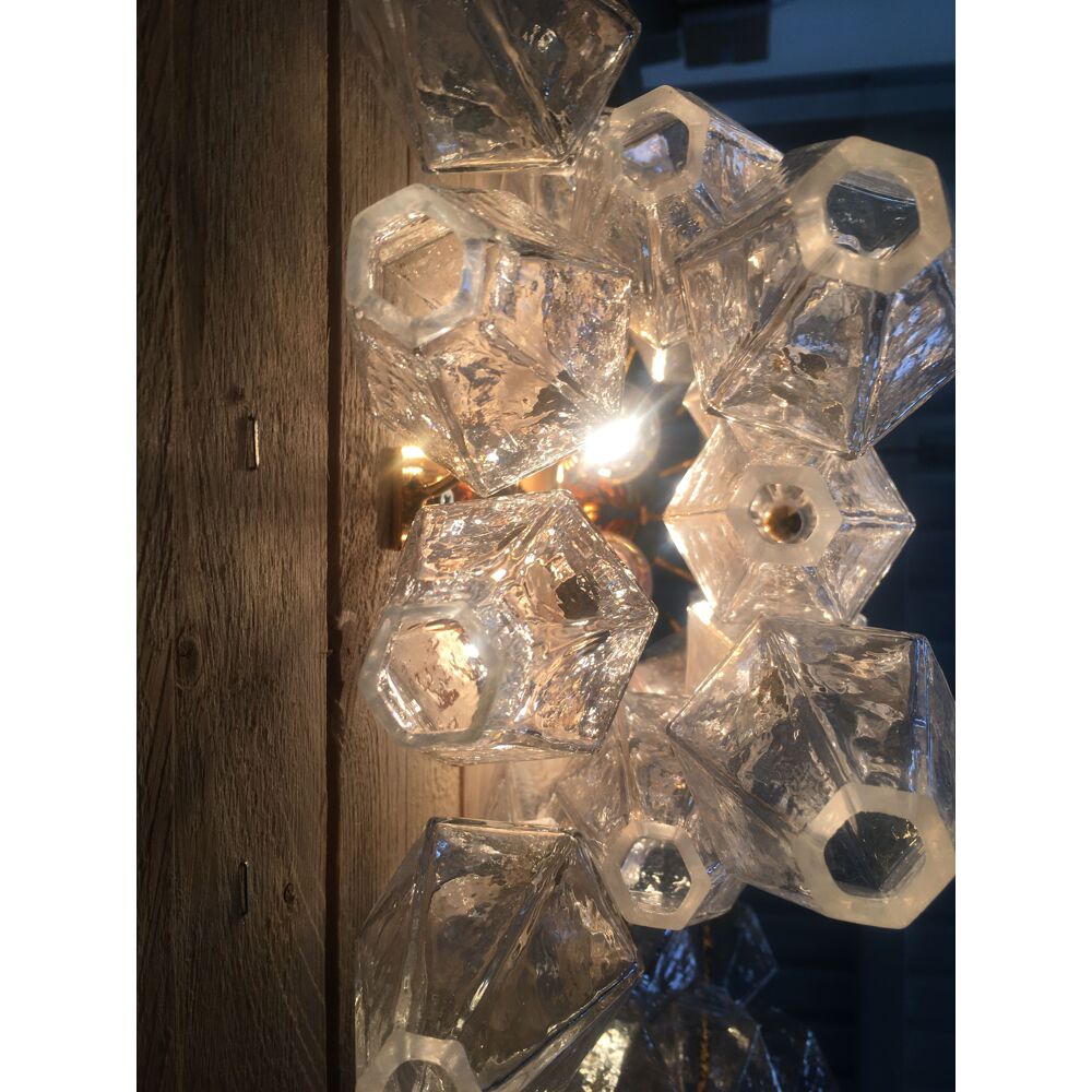 A pair of 2 Murano Glass "poliedri " wall sconce with a gold by SimoEng