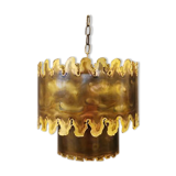 Brutalist hanging lamp, type 6399 in oxidised brass by Svend Aage Holm Sørensen Denmark