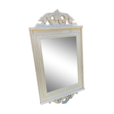 Miroir ancien bois patine d’origine blanc beige