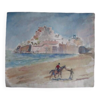 Watercolor jacques duléry-reyval - almeria 1970