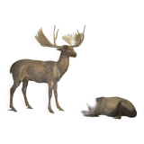 Ornithological Plate Buffon 1838 "Elk & Reindeer"