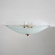 Lampe de plafond en verre satiné et laiton, années 1970