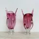 Paire de vases en verre de Murano rose, faits main, Italie des années 1970