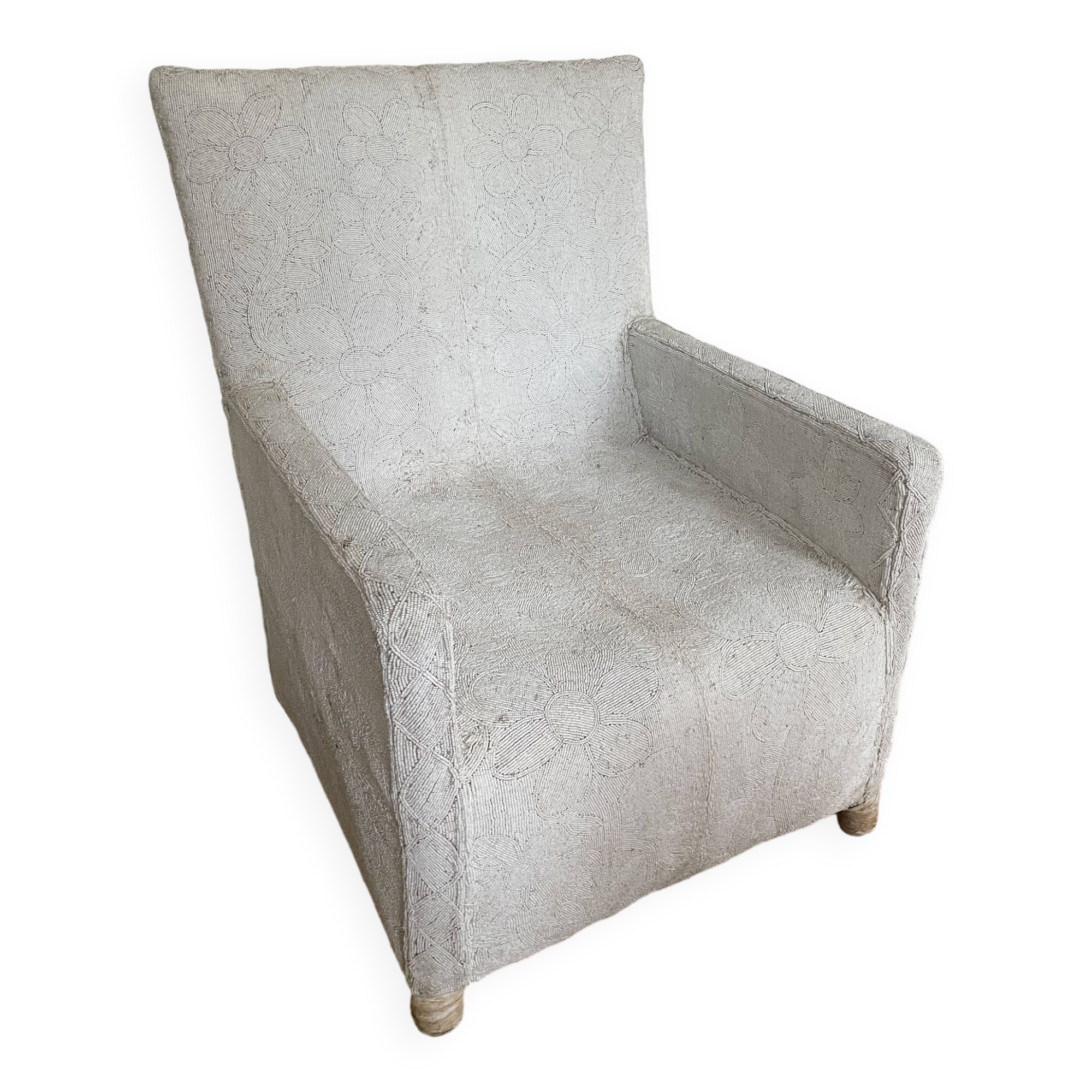 African Yoruba Ceremonial armchair in flower pattern beads, early 20th century