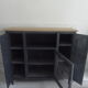 Old oak buffet style Louis XV patinated gray slate waxed wood tray