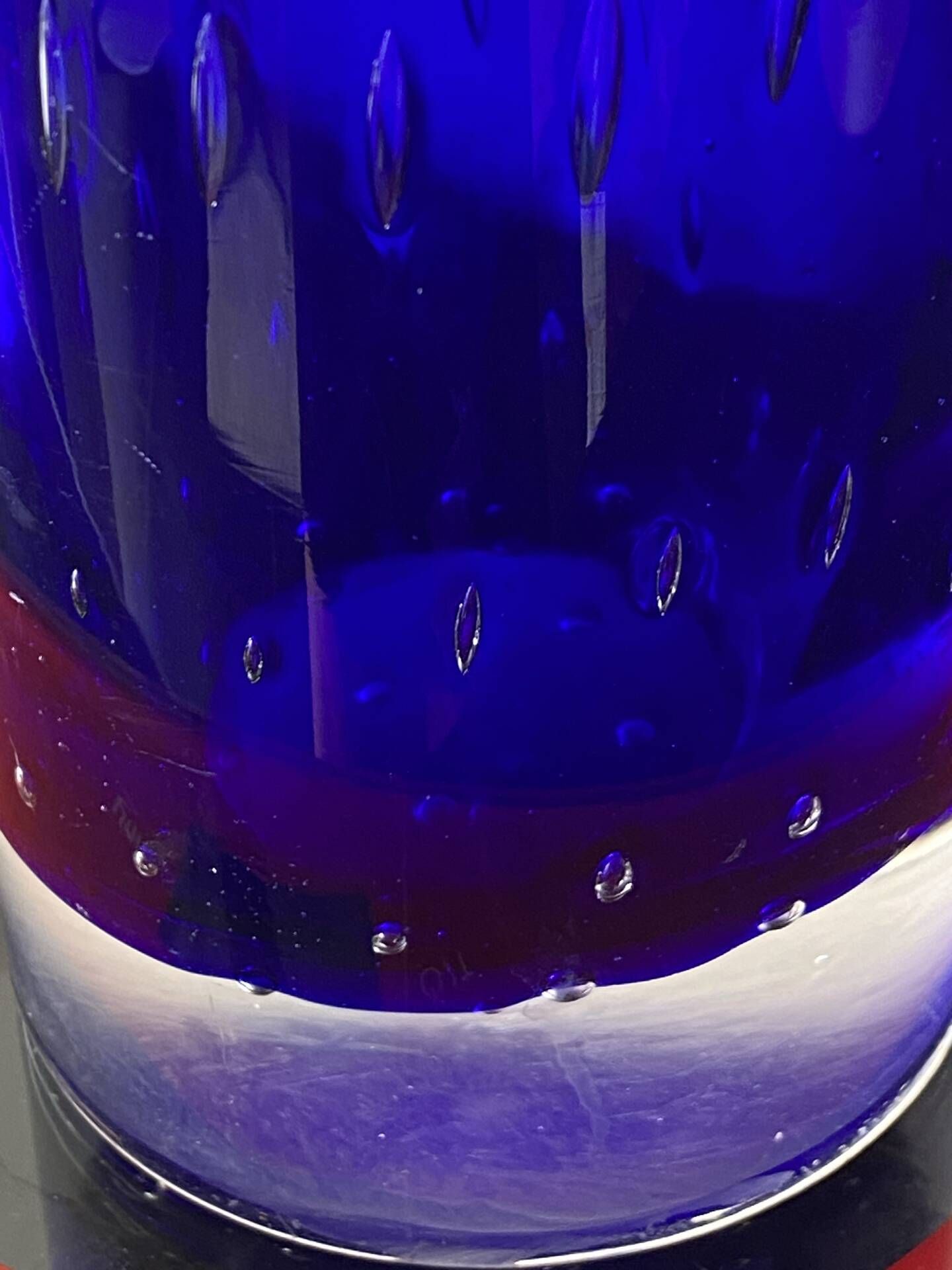 Vintage Scandinavian cobalt blue bubble glass vase from the brand.