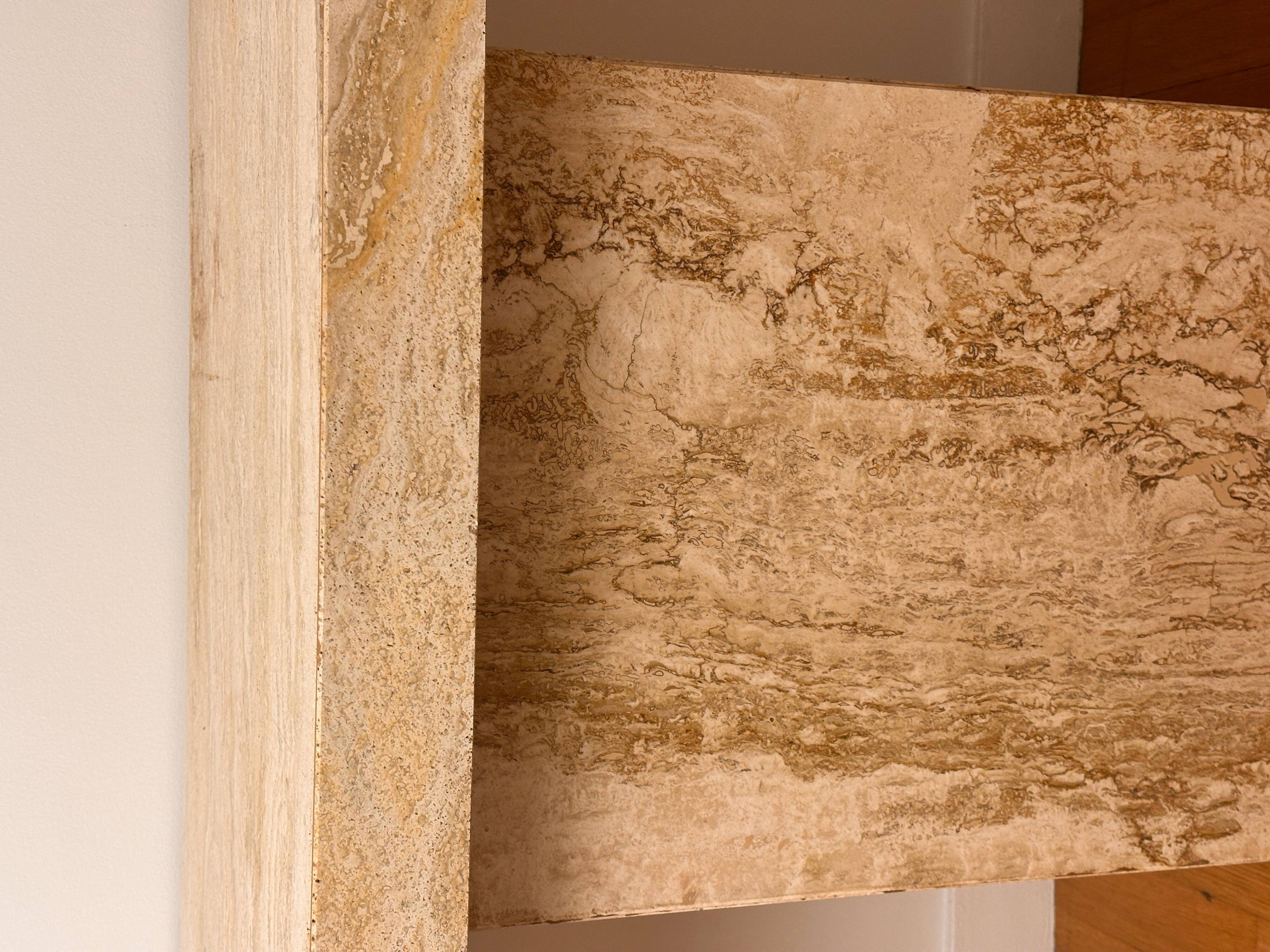 Italian Console Table, Travertine, Mid-Century Modern, 1970s Design