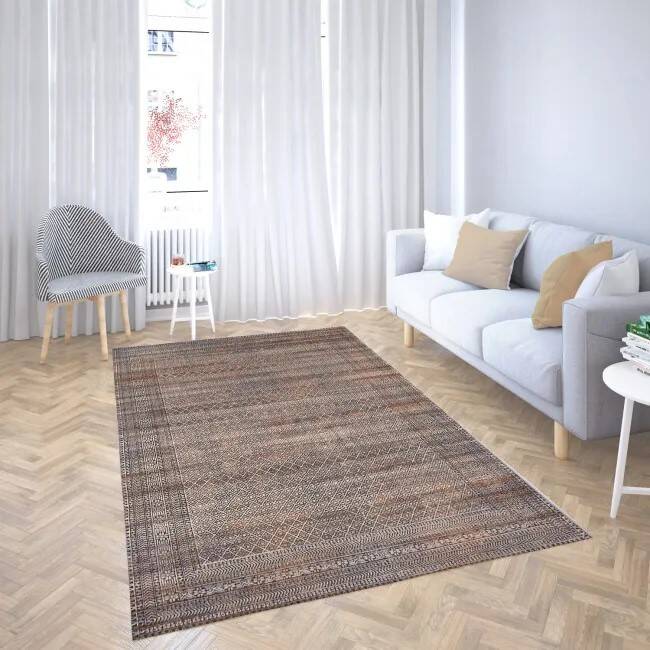 HAKI brown oriental wool rug