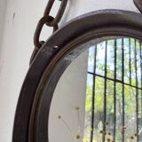 Brutalist mirror with metal chain from the 50s