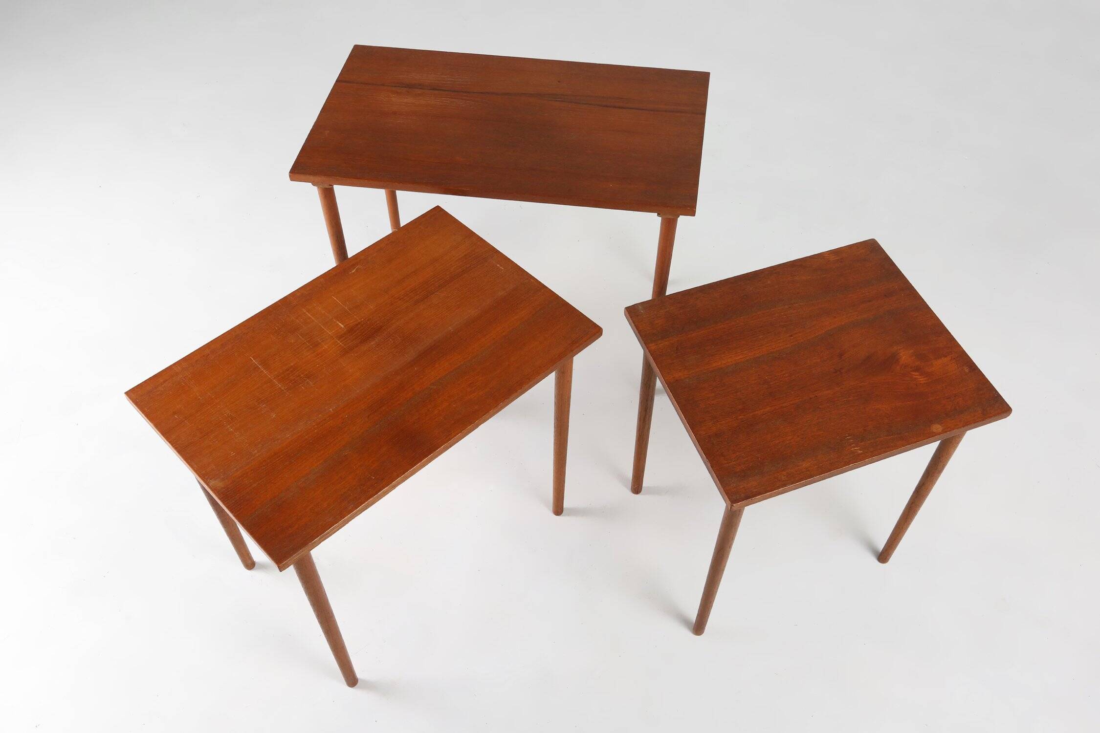 Set of 3 Scandinavian Teak Nesting Tables, Denmark 1960s